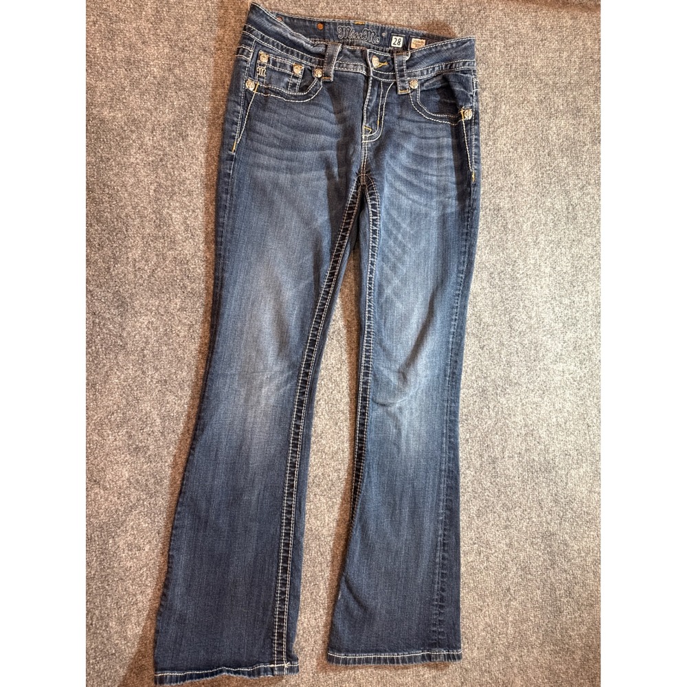 Miss Me JP5904B Bootcut Jeans Womens 28 Blue Y2K Embellished Rhinestone Studded